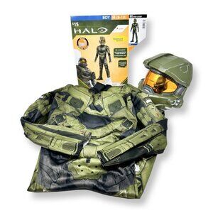 Halo Master Chief Halloween Costume 2 Piece Jumpsuit Mask Boy Medium (8-10)